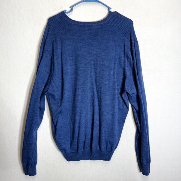 Calvin Klein Men's Blue Wave Extra Fine Merino Wool V Neck Sweater Size Large - Picture 4 of 10